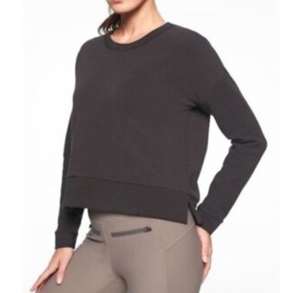 Athleta Modern Crewneck Long Sleeve Sweatshirt Black Size Small - Picture 1 of 9